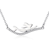 Fine polished necklace sterling silver Mermaid necklace with zircon pendant