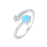 14K Gold Plated Adjustable Opal And Cubic Zirconia CZ Ring