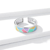 925 Sterling Silver Colorful Enamel Open Finger Rings for Girlfriend Fashion Jewelry