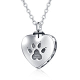 Pappy Cat Paw Ashes urn necklace Heart Shape For Commemorates Necklace