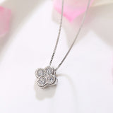 S925 Sterling Silver Necklace Women's Sweet Small Fresh Mini Clover Diamond Clavicle Chain
