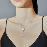 Genuine 925 Sterling Silver White Shell Heart Balloon Necklace for Women Chain Necklaces Pearl Jewelry