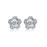 S925 Sterling Silver Korean Fashion Personality Micro-Inlaid Five-Leaf Flower Smart Earrings Jewelry Cross-Border Exclusive