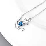 Silver factory price anchor necklace with blue zirconia stone