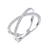 925 Sterling Silver Wedding Jewelry Criss Cross Ring for Women