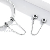 925 Sterling Silver Vintage Safety Chain Charm For Bracelet Fashion Jewelry For Women or Men