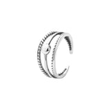 Korean Style 925 Sterling Silver Vintage Ring Three-Layer Trend Tail Ring Twist Ball Ring