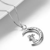 I Love You To The Moon Back Engraved Cut Puppy Shape Necklace Jewelry
