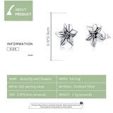 925 Sterling Silver Exqusite Flower Beautiful Butterfly Stud Earrings Precious Jewelry For Women
