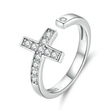925 Sterling Silver Beautiful Cross Finger Ring with LIttle Shine Stone Fashion Jewelry For Women