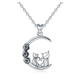 Siamese cat 2 cat On moon Dating pussy Pendant Necklace