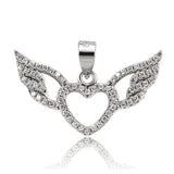 S925 sterling silver love heart angel wings  zircon necklace pendant