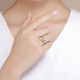 S925 sterling silver bee blessing ring white gold plated zircon ring