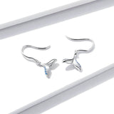 925 Sterling Silver Beautiful Fish Tail Dangle Earrings Precious Jewelry For Women