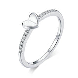 925 Sterling Silver Simple Folding Heart Rings Precious Jewelry For Women