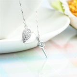 925 Sterling Silver New Item Diamond Heart And Key Pendant Necklace