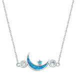 Moon and Star Blue Lab Opal pendant necklace