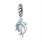Silver Dolphins Story Dangles Charms