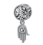 Life Tree Fatima Hand Zircon Beads Charms Sterling Silver Beaded Bracelet Bead Necklace Pendant Item Decoration Jewelry