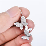 Double Butterfly Full Zirconia Pendant Necklace Designs Wholesale