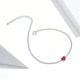 925 Sterling Silver Simple Red Heart Beads Charm For Bracelet Fashion Jewelry For Women
