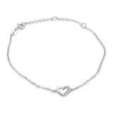Love Heart Bracelet CZ 925 Sterling Silver Chain Bangles Bracelets 