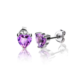Heart Purple Zirconia Design Earrings Beautiful Jewelry Women Earrings