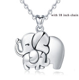 Sterling Silver Elephant & Litter Elephant Pendant Necklace Cute Animal Series Jewelry Happy Family Mammoth Pendants