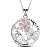 Sterling silver Flower CZ  Necklace Pendant Jewelry for Mother's Day