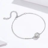 S925 sterling silver white gold plated zircon simple bracelet
