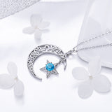 S925 Sterling Silver Bright Starry Pendant Necklace White Gold Plated Zircon Necklace