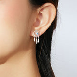 Bohemian Style 925 Sterling Silver Dream Catcher Dangle Earrings for Women Feather Ear Drop Silver Brincos