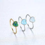 Heart Opal Ring Wholesale 925 Sterling Silver Synthetic Opal Jewelry