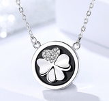 S925 sterling silver necklace women's Korean temperament micro inlaid agate jewelry rotating clover necklace