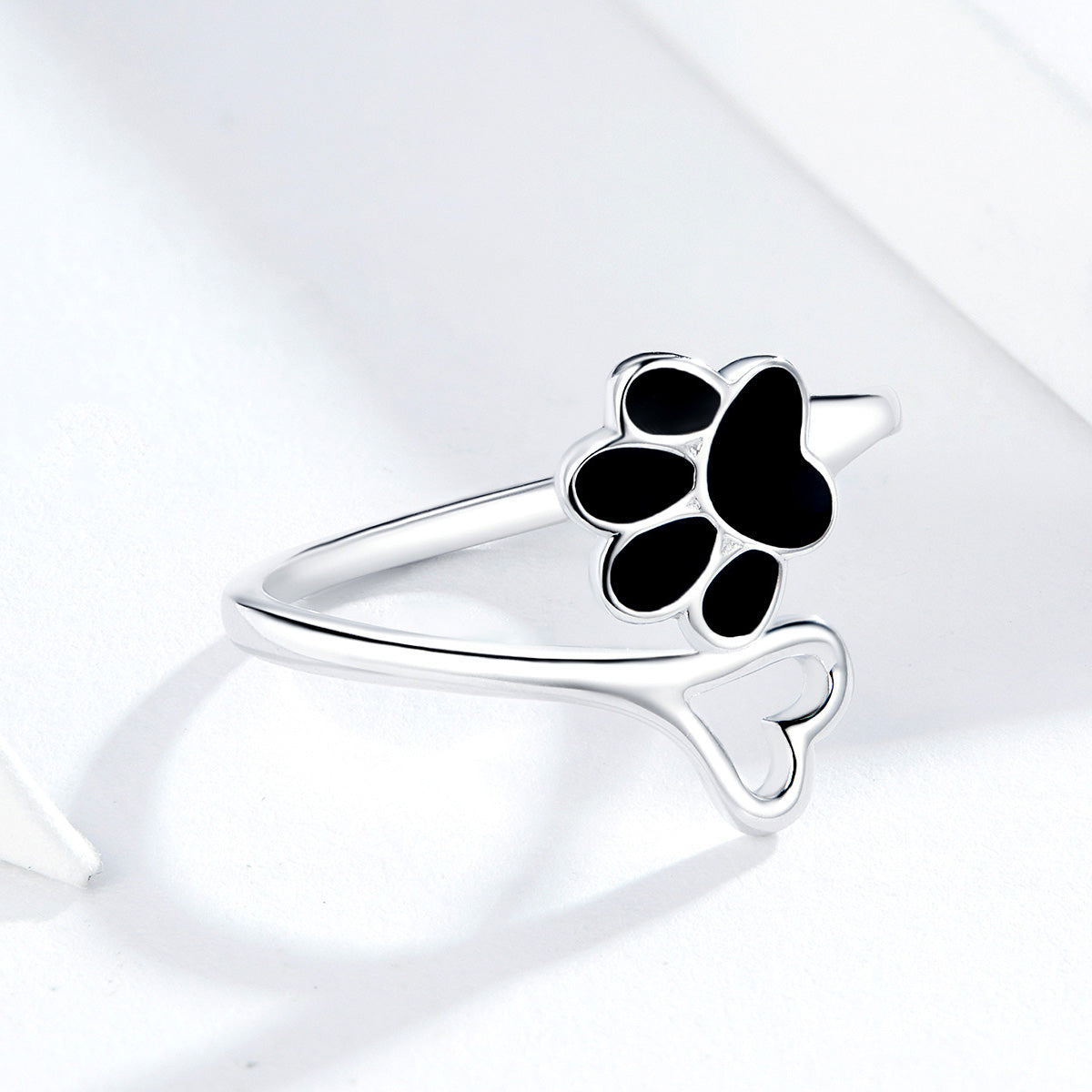 S925 sterling silver dog claw ring white gold plated ring