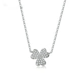 Clear CZ Paved Clover Necklace