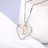 The Key To The Heart Cubic Zirconia 925 Silver Sterling Necklace