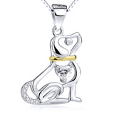 Clever Puppy Dog And Heart Shape Cubic Zircon For Baby'S Gift 925 Sterling Silver