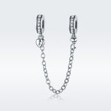 S925 Sterling Silver Zirconia Love Only Silicone Safety Chain Charms