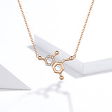 S925 Sterling Silver Love Molecular Pendant Necklace Rose Gold Plated Zircon Necklace