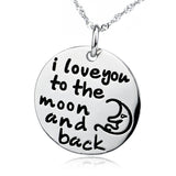 "I Love You To The Moon And Back" Carved Round Pendant Necklace