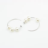 S925 Big Circle Pearl Earrings Semi-Circle Earrings