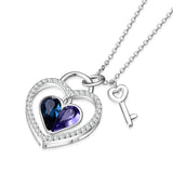 Beautiful Sky Galaxy Color Zircon Necklace Silver Heart Key Necklace