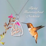 Hummingbird Necklace for Women Sterling Silver Bird with Clover Pendant Fashion Jewelry for Mother