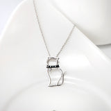 Cat Shaped Necklace Wholesale 925 Sterling Silver Cubic Zirconia Necklace