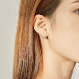 Heart Blue Eye Stud Earrings for Women Genuine 925 Sterling Silver Pearl Ear Pins Fashion Jewelry