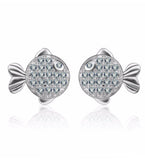 AAA Zircon Crystal Cute Fish Stud Earrings