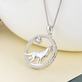 Wolf Howling Necklace Night Hillside Moon Necklace Zircon Jewelry