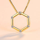 Hexagonal Smooth Anti-Allergic  zircon pendant sterling silver necklace Fashion Jewelry for Girls