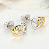 New Arrival 925 Sterling Silver Heart to Heart Small Stud Earrings Women Engagement Jewelry